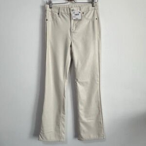 American Eagle Faux Leather Pants 4 Long 29x28 Kick Boot Ivory Cream Stretch NEW